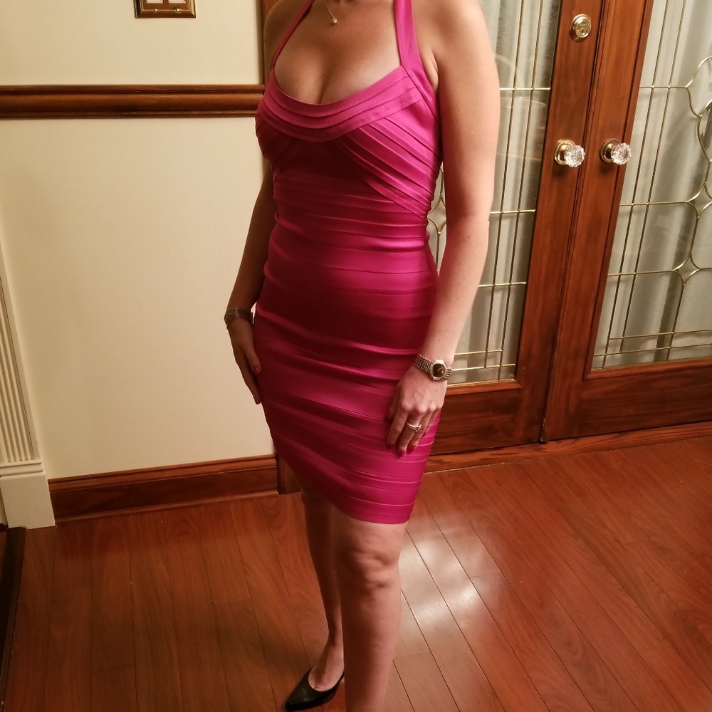 Authentic BCBG Bandage halter tie dress